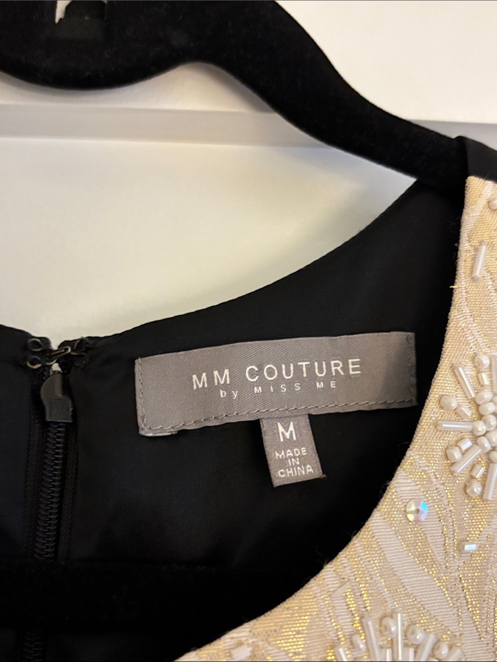 MM Couture Embellished Yoke Tank Top - Black, Cream & Taupe - Picture 2 of 5